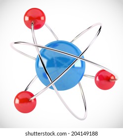 3d glossy atom isolated on white background. Vector illustration.