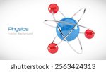 3D Glossy Atom with Orbital Electrons. Nuclear Energy, Scientific Research, Molecular Chemistry, Physics Science Concept. 3d Vector Illustration.