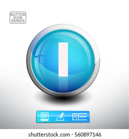 3D Glossy Blue Button With Letter I for web Icon, Education Icon and Alphabet Icon. Vector Illustration