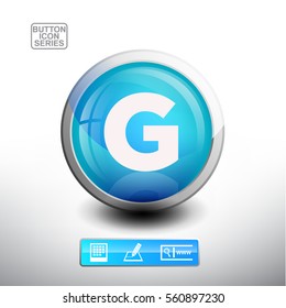 3D Glossy Blue Button With Letter G for web Icon, Education Icon and Alphabet Icon. Vector Illustration