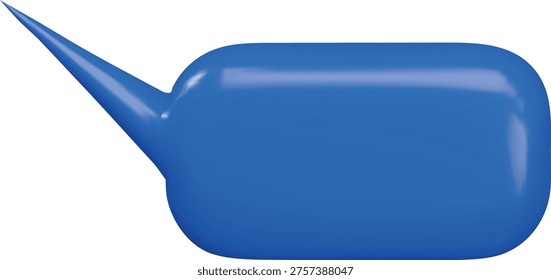 3D glossy blue speech bubble. Roundish rectangular empty text bubble. Social media chat message volume icon. Dialogue cloud 3d talking window, chatting box. Vector render illustration isolated