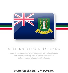 3D glossy button icon featuring the flag of the British Virgin Islands (BVI). National symbol with Union Jack and coat of arms. Perfect for geography, travel, and patriotic designs.