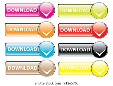 3d glossy buttons icons collection. vector illustration.