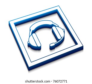 3d glossy call headset vector icon design.