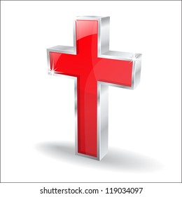 3d Glossy Cross Vector Icon