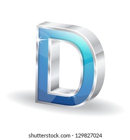 3d Glossy D letter Vector Icon