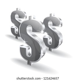 3d Glossy Dollar Vector sign Icon