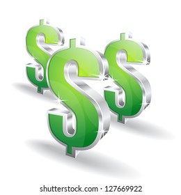 3d Glossy Dollar Vector sign Icon