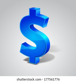 3d Glossy Dollar Vector sign Icon