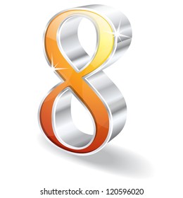 3d Glossy Eight 8 Number