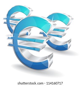 3d Glossy euro Vector Icon