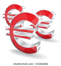 3d Glossy euro Vector Icon