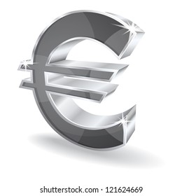 3d Glossy Euro Vector Icon