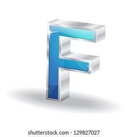 3d Glossy F letter Vector Icon