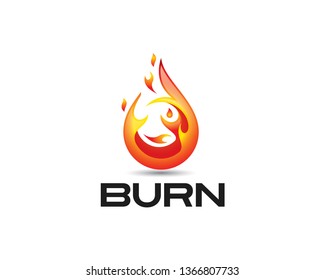 3D Glossy Fire icon and black Burn text 
 