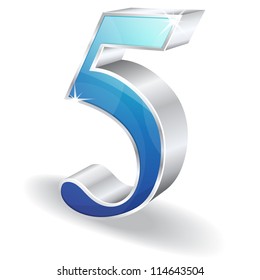 3d Glossy Five 5 Vector