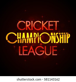 3D glossy glowing Text Design of Cricket Championship League.