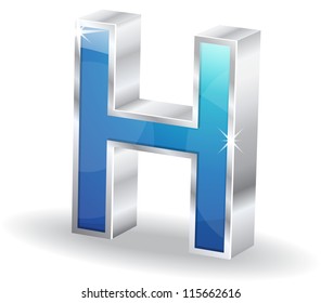 3d Glossy H letter Vector