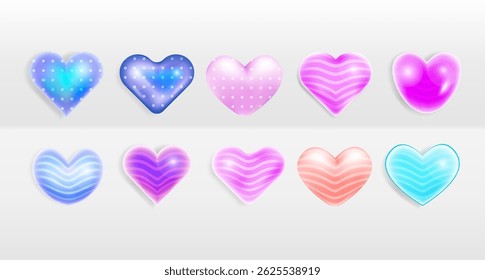 Conjunto de Elementos de Amor de Coração Brilhante 3D