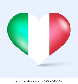 3d glossy heart shape national flag of Italy vector illustration
