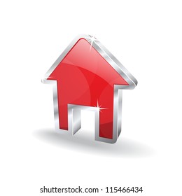 3d Glossy Home Button Vector Icon