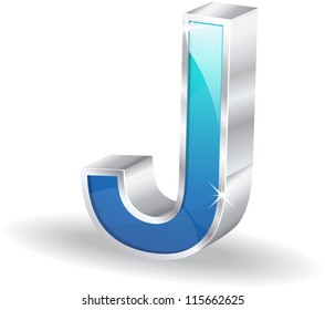 3d Glossy J letter Vector