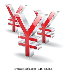 3d Glossy Japanese Yen Vector Icon