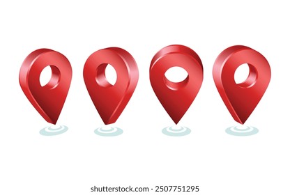 3d Locación brillante Geo Map Gps Icon Logo Símbolo Vector Diseño Clipart conjunto 