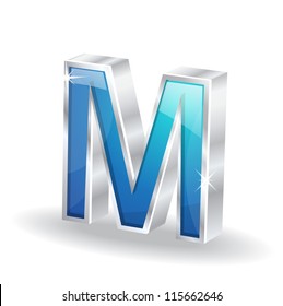 3d Glossy M Letter Vector