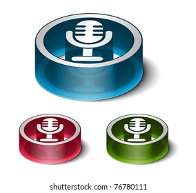 3d glossy mic icon, includes 3 color versions.