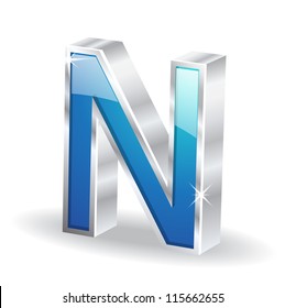3d Glossy N letter Vector