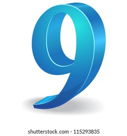 3d Glossy Nine 9 Number  Vector