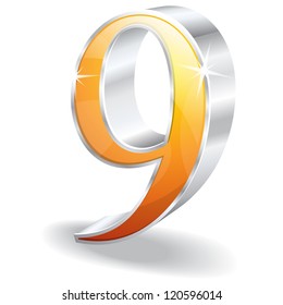3d Glossy Nine 9 Number