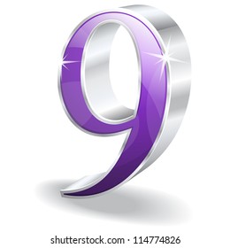 3d Glossy Nine 9 Vector