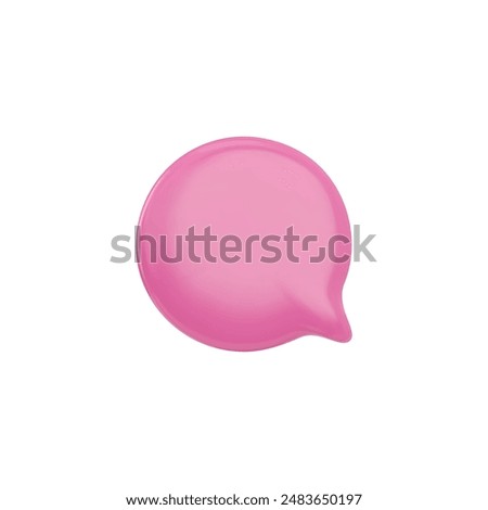3D glossy pink empty speech bubble vector illustration. Render round text bubble, volume circle form. Social media chat message icon. Dialogue cloud talking window, 3d chatting box