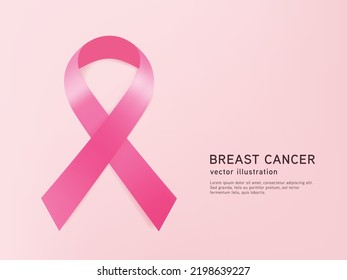 3d glossy pink ribbon in the breast cancer awareness month. 3d illustration vector symbol.