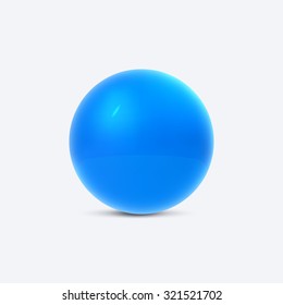 3D glossy plastic blue sphere.Vector, isolated on white.