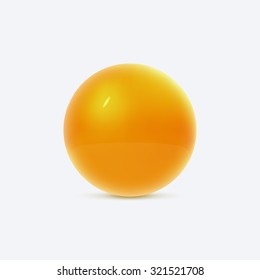 3D glossy plastic yellow sphere.Vector, isolated on white.