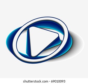 3d glossy play button symbols, blue isolated on black background.