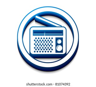 3d glossy radio web icon, vector illustration.