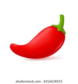 3D Glossy Red Chili A hot and spicy Mexican cooking ingredient. 3D Vector Illustration.