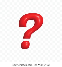 3d glossy red question mark sign of what or ask png transparent background. 