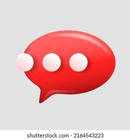 3D glossy red speech bubble - icon for chat, messenger, communications, support service