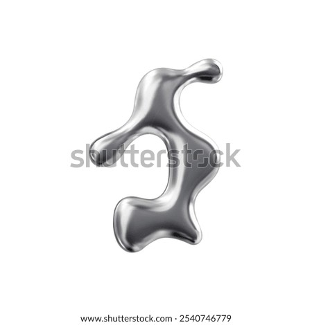 3D glossy reflective chrome molten drip, grey blob splash vector illustration. Render melting metal silver steel fluid form isolated on white. Abstract voluminous bubble alloy liquid blot shape