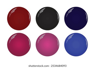 3d glossy round spheres button set vector