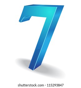 3d Glossy Seven 7 Number  Vector