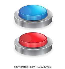 3d Glossy Shiny Push Buttons Vector