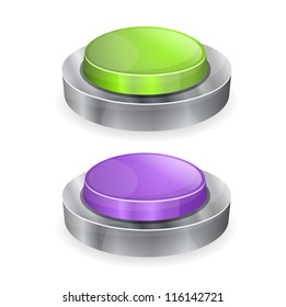 3d Glossy Shiny Push Buttons Vector