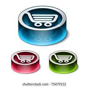 3d glossy shopping icon, includes 3 color versions.