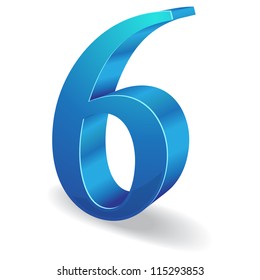 3d Glossy Six 6 Number  Vector